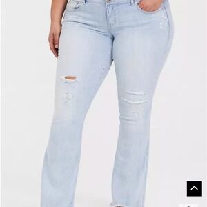 Torrid Flare Vintage Stretch Light Blue Distressed Jeans SZ 16R